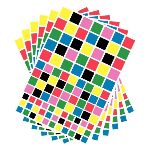 Pochette de 2080 gommettes carrées 6 couleurs assorties - Ma Rentrée Facile