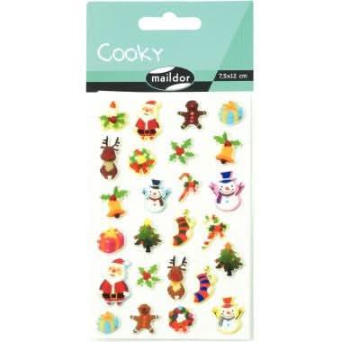 Pochette de 250 stickers déco 3D cooky thème Noël - Ma Rentrée Facile