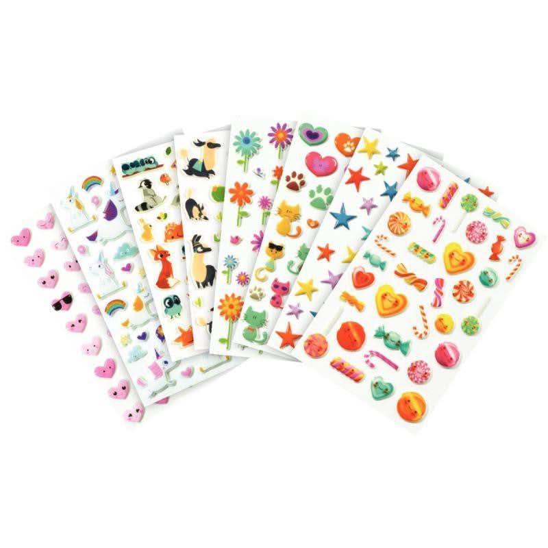 Pochette de 294 stickers déco 3D cooky thème fantaisie, 8 planches - Ma Rentrée Facile