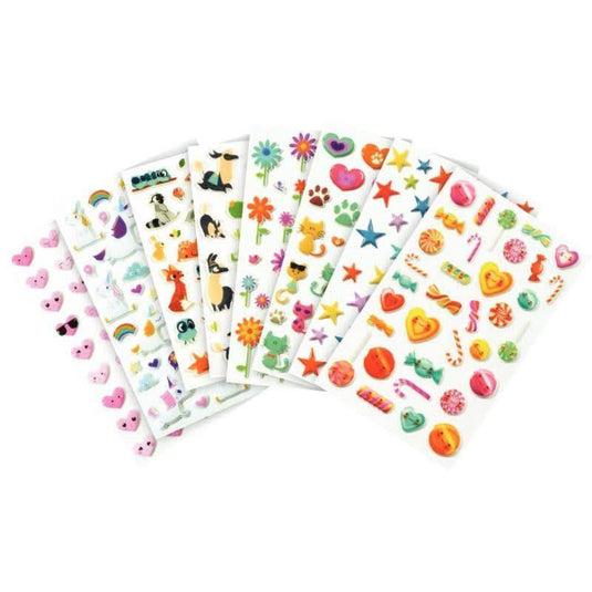 Pochette de 294 stickers déco 3D cooky thème fantaisie, 8 planches - Ma Rentrée Facile