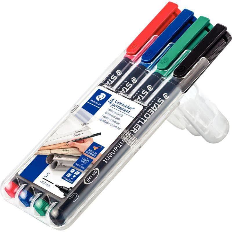 Pochette de 4 feutres Lumocolor permanent 0,4mm assortis - Ma Rentrée Facile