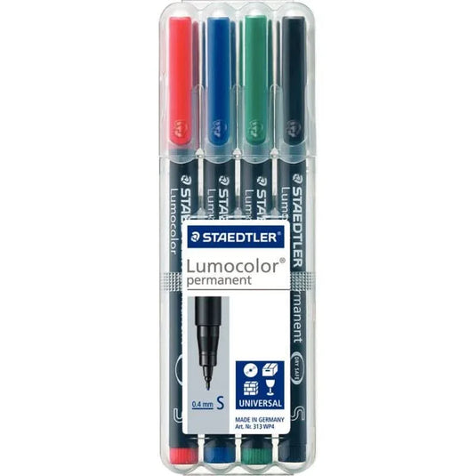 Pochette de 4 feutres Lumocolor permanent 0,4mm assortis - Ma Rentrée Facile