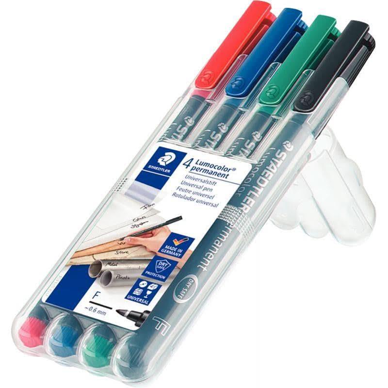 Pochette de 4 feutres Lumocolor permanent 0,6mm assortis - Ma Rentrée Facile
