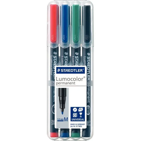Pochette de 4 feutres Lumocolor permanent 1,0mm assortis - Ma Rentrée Facile