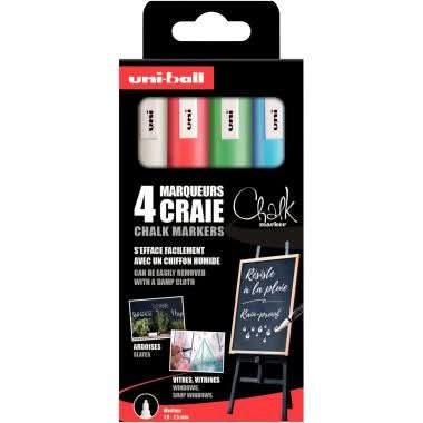 Pochette de 4 marqueurs craie Chalk pointe biseauté 8mm assortis - Ma Rentrée Facile