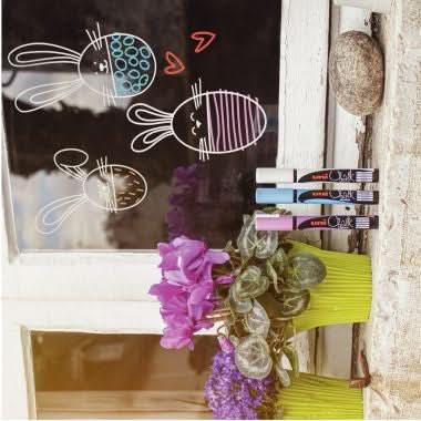 Pochette de 4 marqueurs craie Chalk pointe biseauté 8mm fluos et violet - Ma Rentrée Facile