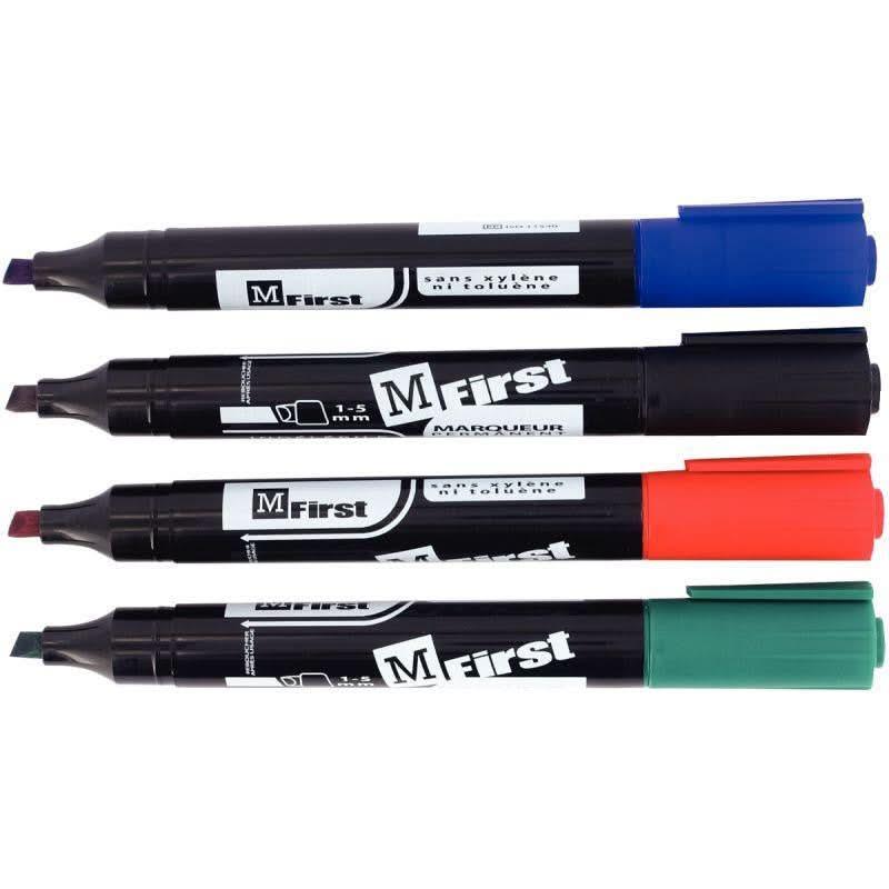 Pochette de 4 marqueurs indélébiles pointe biseautée 1 à 5mm assortis - Ma Rentrée Facile