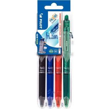 Pochette de 4 rollers effaçables Frixion Clicker pointe moyenne rétractables assortis - Ma Rentrée Facile