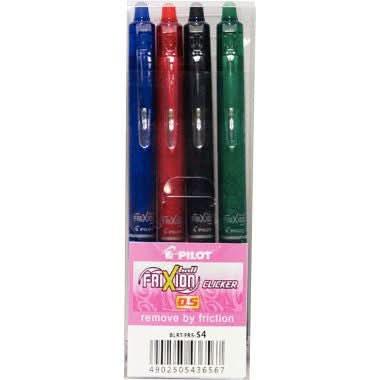 Pochette de 4 rollers effaçables Frixion Clicker pointe moyenne rétractables assortis - Ma Rentrée Facile