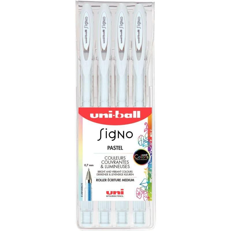 Pochette de 4 stylos gel Signo blanc - Ma Rentrée Facile