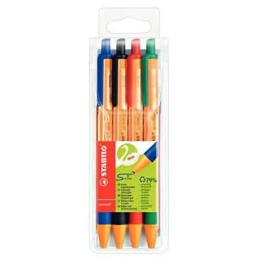 Pochette de 4 stylos Pointball rétractable pointe moyenne assortis - Ma Rentrée Facile