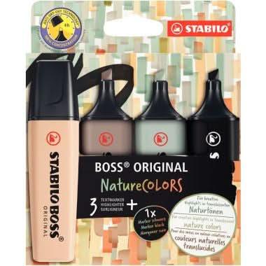 Pochette de 4 surligneurs Boss nature - Ma Rentrée Facile