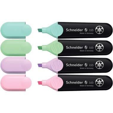 Pochette de 4 surligneurs Schneider Job Pastel assortis - Ma Rentrée Facile