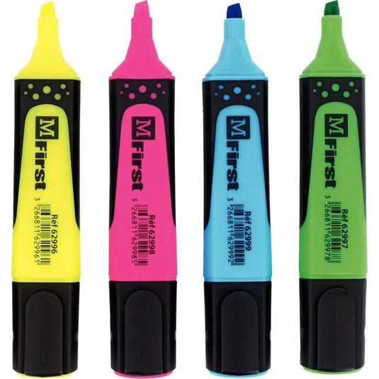 Pochette de 4 surligneurs larges grip MFirst assortis - Ma Rentrée Facile