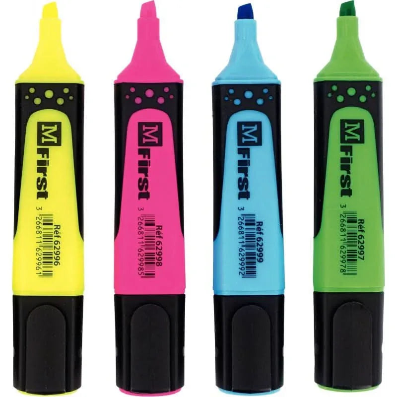 Pochette de 4 surligneurs larges grip MFirst assortis - Ma Rentrée Facile