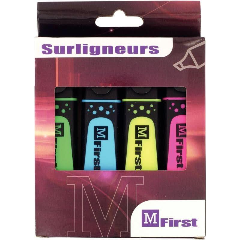 Pochette de 4 surligneurs larges grip MFirst assortis - Ma Rentrée Facile