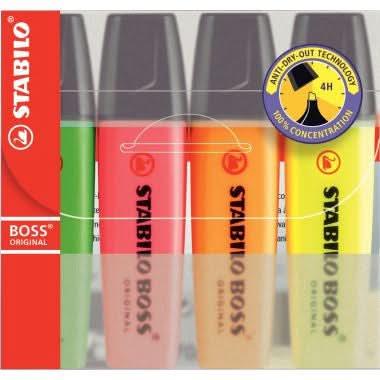 Pochette de 4 surligneurs STABILO BOSS assortis - Ma Rentrée Facile