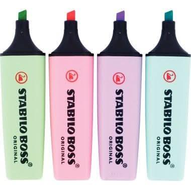 Pochette de 4 surligneurs STABILO BOSS pastel assortis - Ma Rentrée Facile