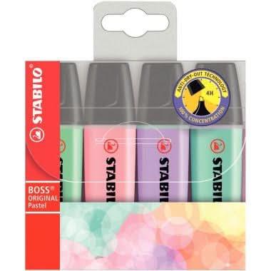 Pochette de 4 surligneurs STABILO BOSS pastel assortis - Ma Rentrée Facile