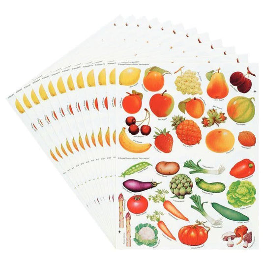 Pochette de 408 gommettes fruits et légumes, adhésives repositionnables - Ma Rentrée Facile