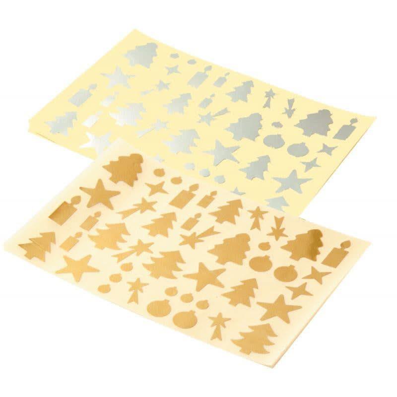 Pochette de 440 gommettes adhésives métallisées modèle fête, coloris or et argent - Ma Rentrée Facile