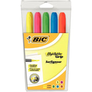 Pochette de 5 surligneurs Bic Highlighter grip assortis - Ma Rentrée Facile