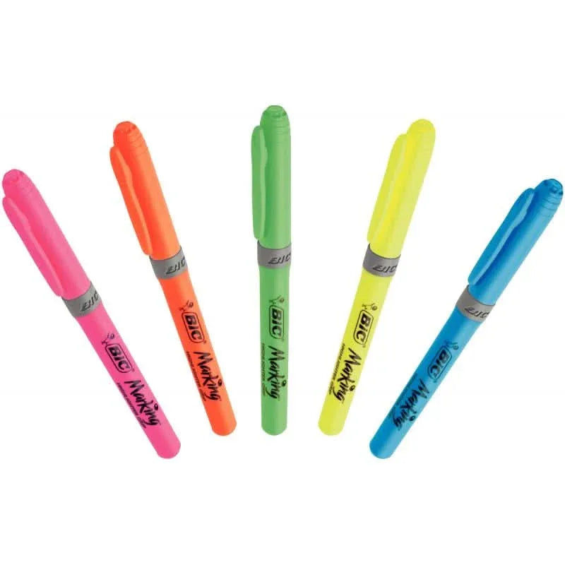 Pochette de 5 surligneurs Bic Highlighter grip assortis - Ma Rentrée Facile