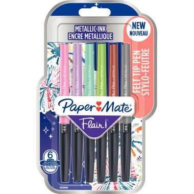 Pochette de 6 feutres nylon Flair métallique - Ma Rentrée Facile