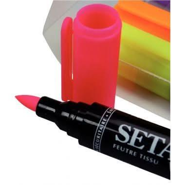 Pochette de 6 feutres textiles, couleurs fluorescentes - Ma Rentrée Facile