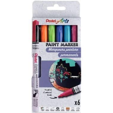Pochette de 6 marqueurs peinture fun assortis Pentel Arts - Ma Rentrée Facile