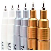 Pochette de 6 marqueurs permanents pointe fine or , argent et blanc - Ma Rentrée Facile