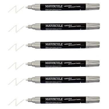 Pochette de 6 marqueurs permanents pointe large argent - Ma Rentrée Facile