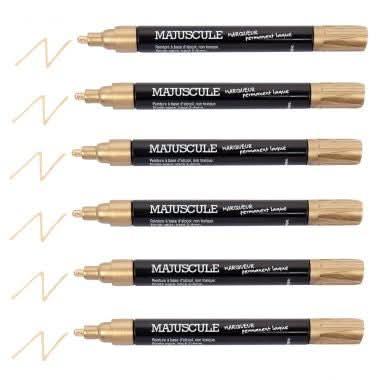 Pochette de 6 marqueurs permanents pointe large or - Ma Rentrée Facile