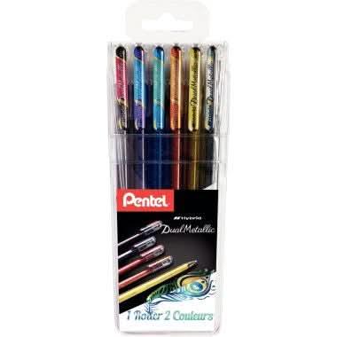 Pochette de 6 rollers encre gel Dual Metallic Pentel - Ma Rentrée Facile