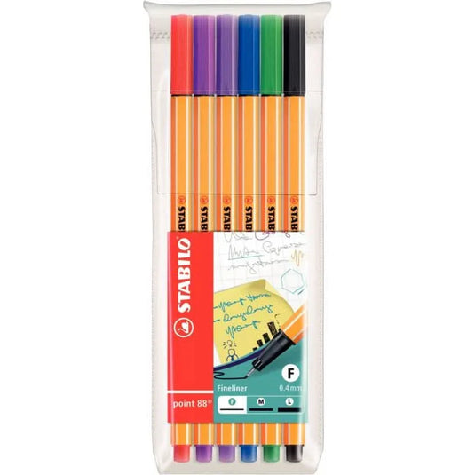 Pochette de 6 feutresSTABILO Point 88 pointe fine assortis - Ma Rentrée Facile