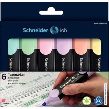Pochette de 6 surligneurs Schneider Job Pastel assortis - Ma Rentrée Facile