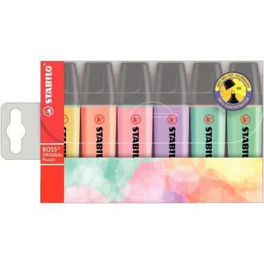 Pochette de 6 surligneurs STABILO BOSS pastel assortis - Ma Rentrée Facile