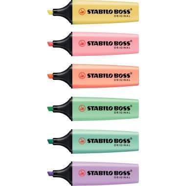 Pochette de 6 surligneurs STABILO BOSS pastel assortis - Ma Rentrée Facile