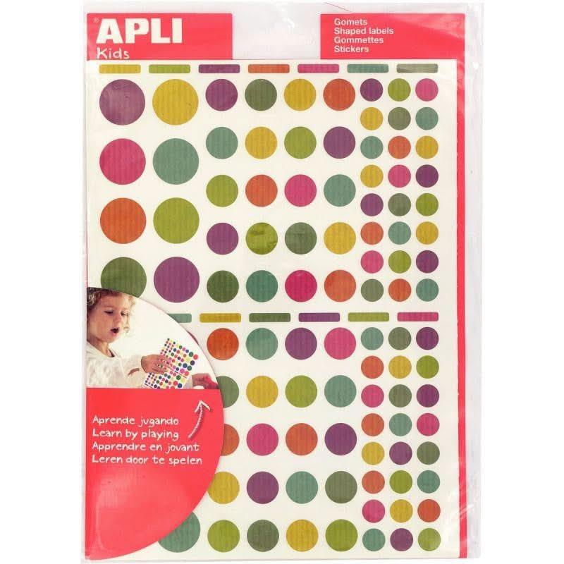 Pochette de 624 gommettes craft coloris assortis, diam 1 à 2 cm, 6 planches 16x21.5cm - Ma Rentrée Facile