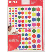 Pochette de 624 gommettes hexagone coloris assortis, 6 planches 16 x 21.5cm - Ma Rentrée Facile