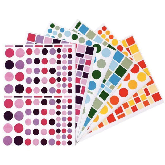 Pochette de 6900 gommettes camaïeu géométriques adhésives repositionnables formes et couleurs assor - Ma Rentrée Facile