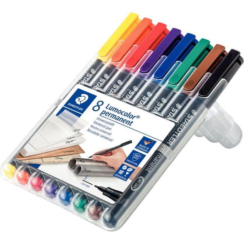 Pochette de 8 feutres Lumocolor permanent 0,4mm assortis - Ma Rentrée Facile