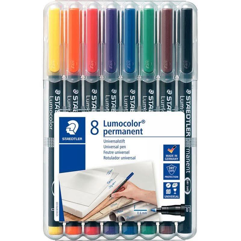 Pochette de 8 feutres Lumocolor permanent 0,6mm assortis - Ma Rentrée Facile