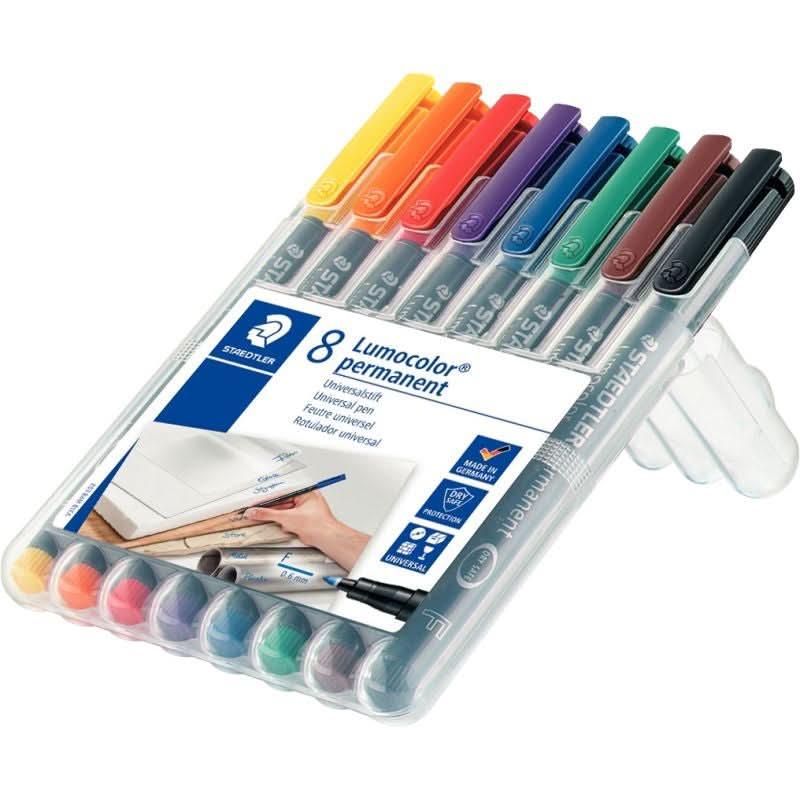 Pochette de 8 feutres Lumocolor permanent 0,6mm assortis - Ma Rentrée Facile