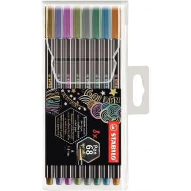 Pochette de 8 feutres pointe moyenne Stabilo Pen 68 métal - Ma Rentrée Facile