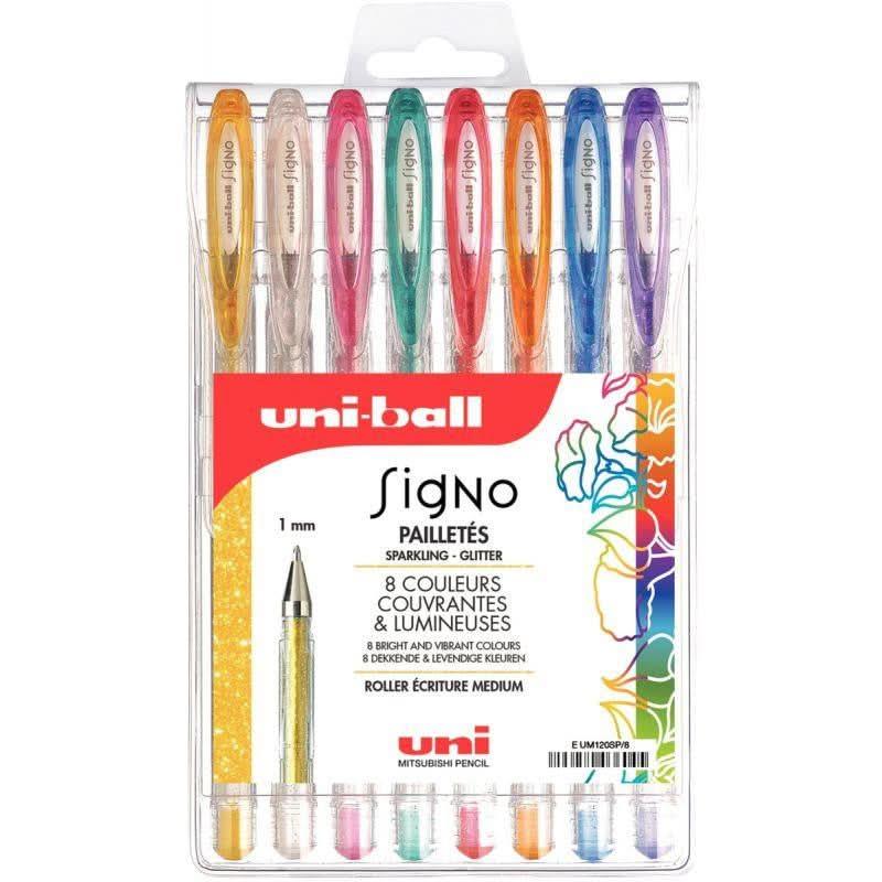 Pochette de 8 stylos gel Signo pailletés - Ma Rentrée Facile