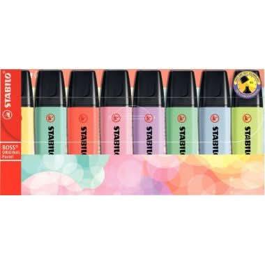 Pochette de 8 surligneurs STABILO BOSS pastel - Ma Rentrée Facile