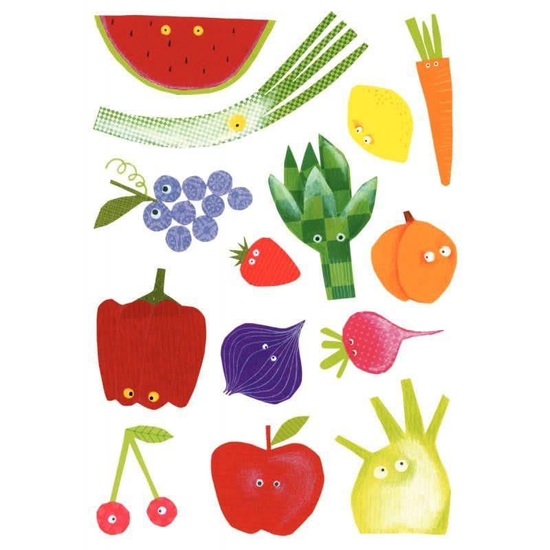 Pochette de 87 maxi gommettes fruits et légumes, adhésives repositionnables - Ma Rentrée Facile