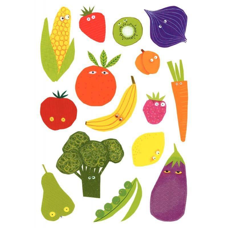Pochette de 87 maxi gommettes fruits et légumes, adhésives repositionnables - Ma Rentrée Facile