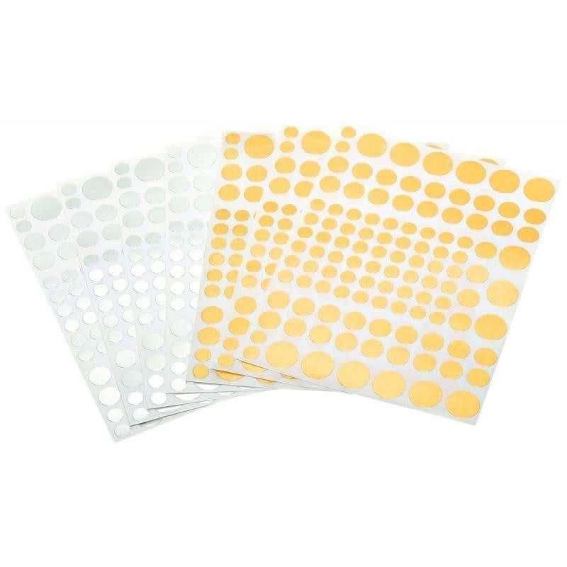 Pochette de 904 gommettes rondes métallisées assorties : or et argent - Ma Rentrée Facile